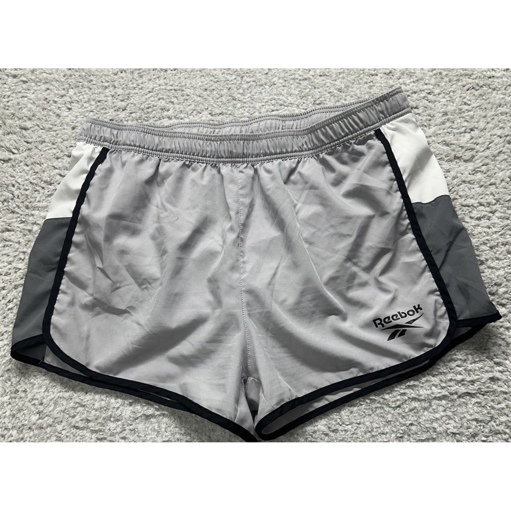 Reebok Shorts Women L Gray Running Gear w/ Liner Gray Trim Athletic Athleisure